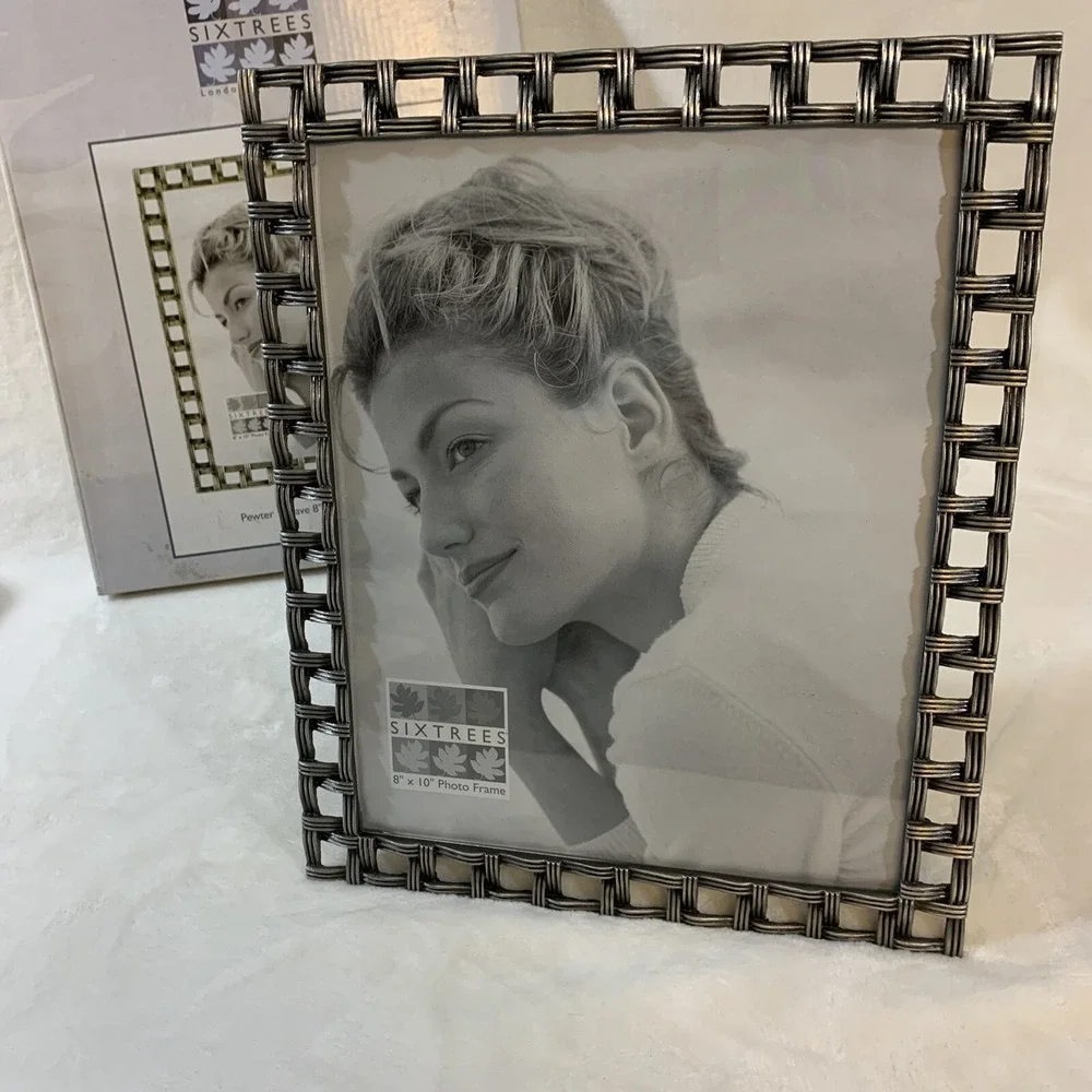 Sixtrees 8x10 Pewter Weave Large‎ Metal Picture Photo Frame New With Open Box